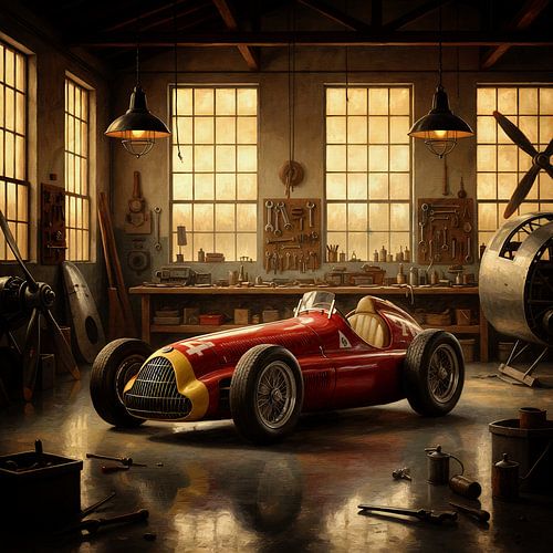 1950 Alfa Romeo Alfetta in Vintage Workshop Scene