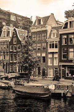 Innere Stadt von Amsterdam Niederlande Sepia