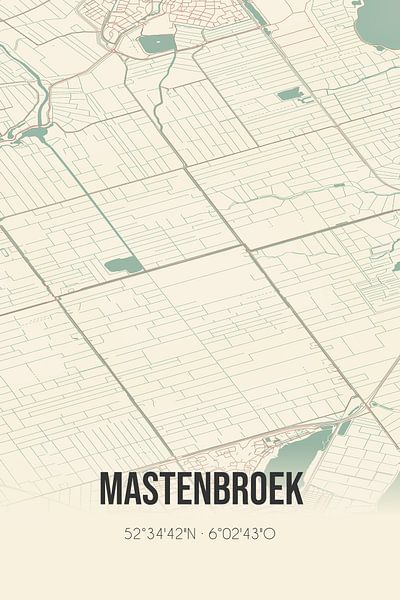 Carte ancienne de Mastenbroek (Overijssel) par Affiches de lieux