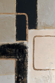Silent Structure – Tableau abstrait moderne dans les tons beige, noir et doré sur Bianca ter Riet