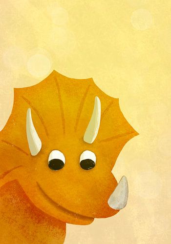 Vrolijke oranje dinosaurus voor op de kinderkamer!