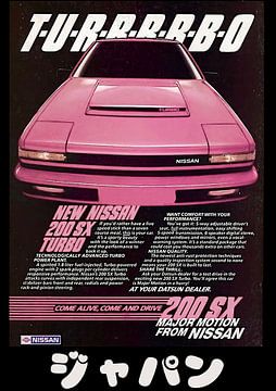 Affiche publicitaire vintage Nissan 200sx rose