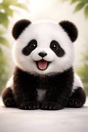 Bébé panda joyeux - Adorable animal de la faune pour chambre d'enfant sur Faheem Beigh
