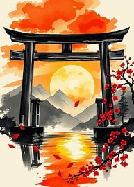 Japanese Torii Gate Sunset