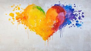 Coeur graffiti en peinture avec gouttes, art mural