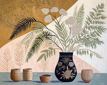Vase & Ferns van Blikvanger Schilderijen