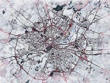 Kaart van Caen in de stijl 'White Winter' van Maporia
