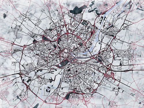 Carte de Caen avec le style 'White Winter'