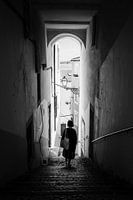 The girl in a narrow stairway | Lisbon