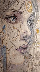 portrait de femme dans une fresque murale