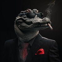 Alligator with cigar and sunglasses