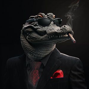 Alligator mit Zigarre und Sonnenbrille
