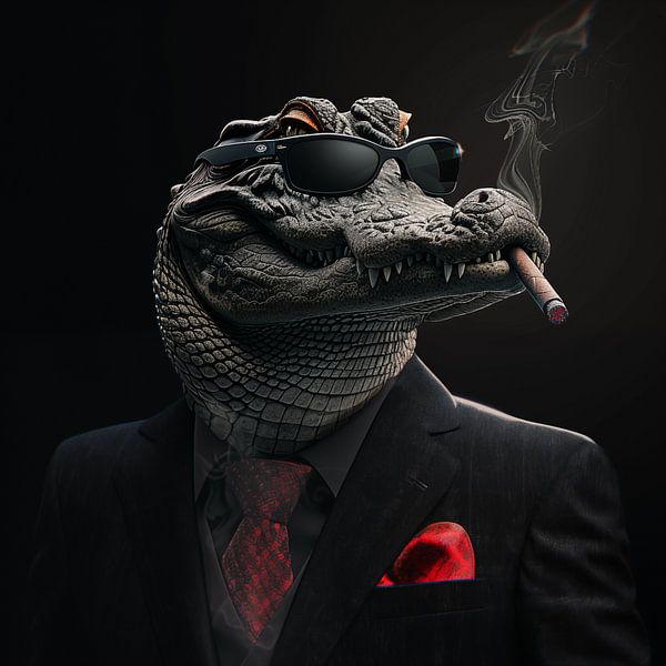 Alligator with cigar and sunglasses by TheXclusive Art