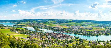 Stein am Rhein aan de oever van de Rijn in de zomer