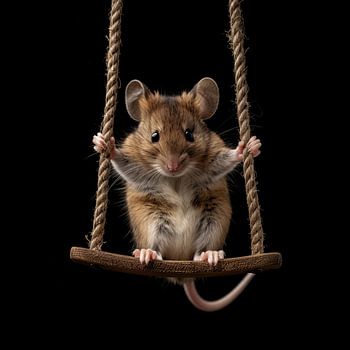 Muis op een schommel portret