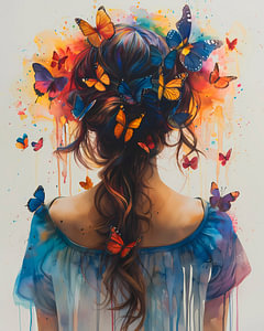 Elle et ses papillons