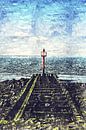 Leuchtfeuer vor der Küste von Vlissingen (Zeeland) (Gemälde) von Art by Jeronimo Miniaturansicht