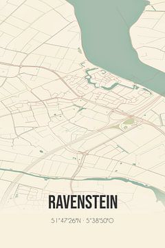 Vintage map of Ravenstein (North Brabant) by Rezona