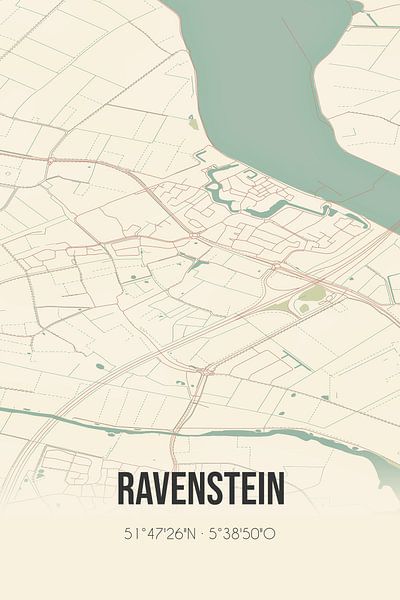Alte Karte von Ravenstein (Nordbrabant) von Ortsdrucke