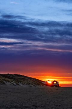 Lonely beach house at sunset by Your Happy Life
