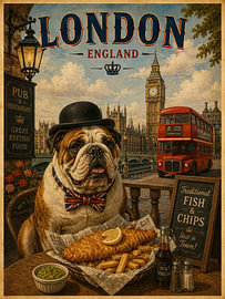 Engelse buldog in Londen van Erika Kaisersot