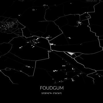 Schwarz-weiße Karte von Foudgum, Fryslan. von Rezona