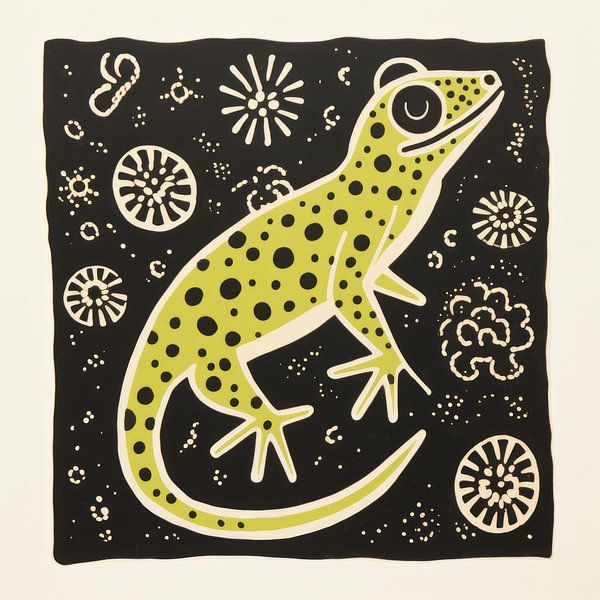 Whimsy Folk Starburst Night Gecko by Aloke Design
