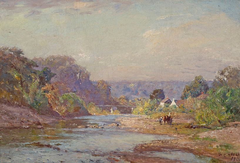 T C. Steele (American, 1847-1926)-Landscape Brookville by finemasterpiece