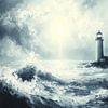 vuurtoren in zee van Gelissen Artworks