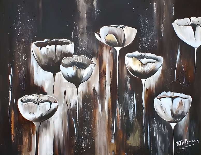 Mohnblumen in Sepia von Rita Tielemans Art