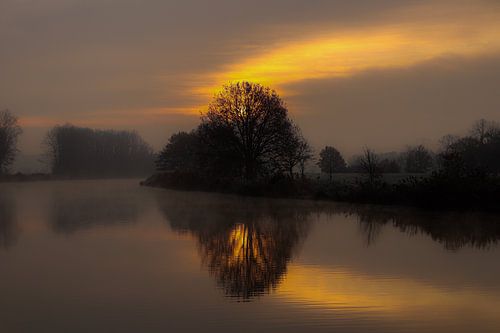 Sonnenaufgang mit einem Baum.