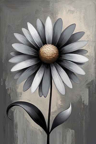 Stilistische Bloem in Monochroom Grijs van Art & Soul Creations