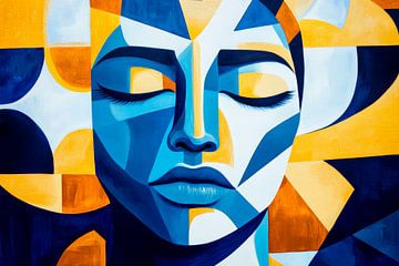 Colourful silence - facial pattern light and shadow - A by Poster Art Shop