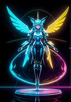Blauw hologram robot meisje Anime