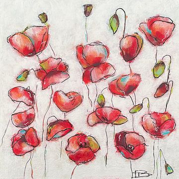 Red poppy flowers van Dominique Clercx-Breed
