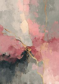 Abstrakter Hintergrund in Rosa, Grau und Gold von Niklas Maximilian