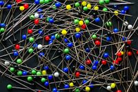 Brightly coloured head pins and needles