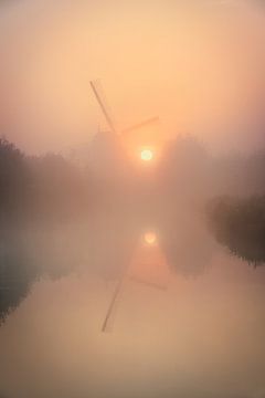 Hollands Polderlandschap tijdens een mistige zonsopkomst van Original Mostert Photography