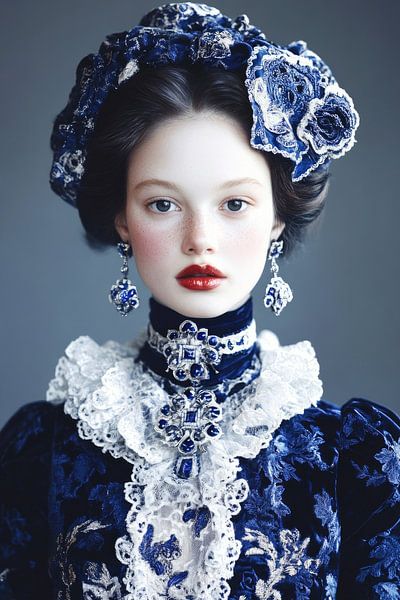 Portret in blauw van Franka Poulain