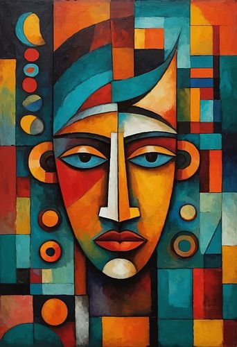 Abstract Afrikaans kubistisch vrouwenportret