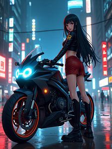 Eine Cyberpunk-Stadt bei Nacht