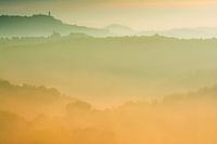 Ochtendgloren in Val d'Orcia, Toscane.