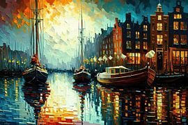 Schemering in Amsterdam by ARTEO Paintings