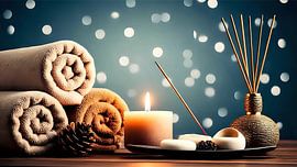 Bâtons d'encens en lumière de fête sur Jean Pierre