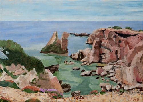 Rode rotsen op Karpathos