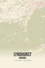 Carte ancienne de Lyndhurst (Virginie), USA. sur Affiches de lieux