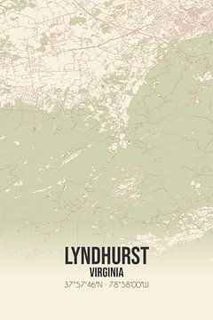 Vintage map of Lyndhurst (Virginia), USA. by Rezona