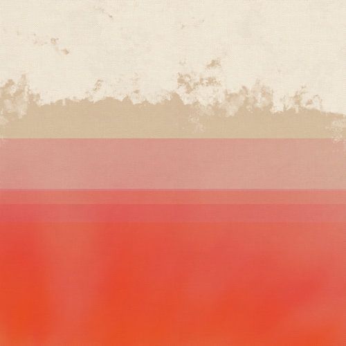 Horizon - abstract landschap in koraalroos en zand