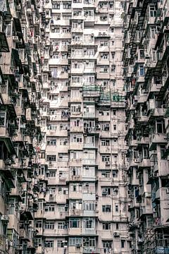 Een muur van appartementen