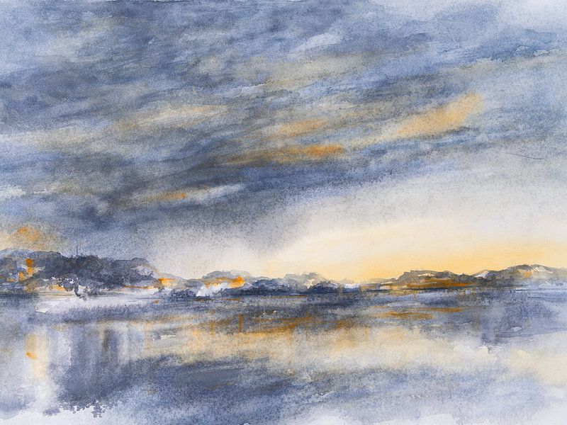 Clouds and sunlight are reflected in the water by Adriana Mueller